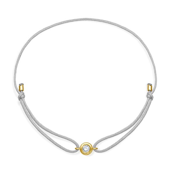 One-Diamond Stoff Armband - Gelbgold Online
