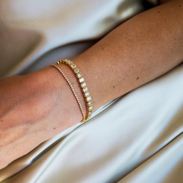 Cleo Emeraldcut Diamond Bracelet - Gelbgold Verkauf – Bild 2