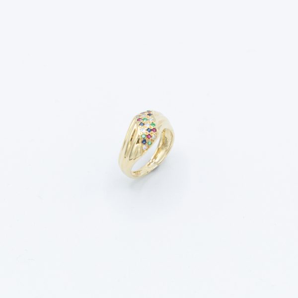 Vintage Farbstein Ring - Gelbgold Jetzt online