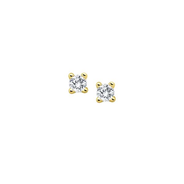 Diamant Ohrstecker - 0,15 ct - 4er Krappe - Gelbgold Mode – Bild 3