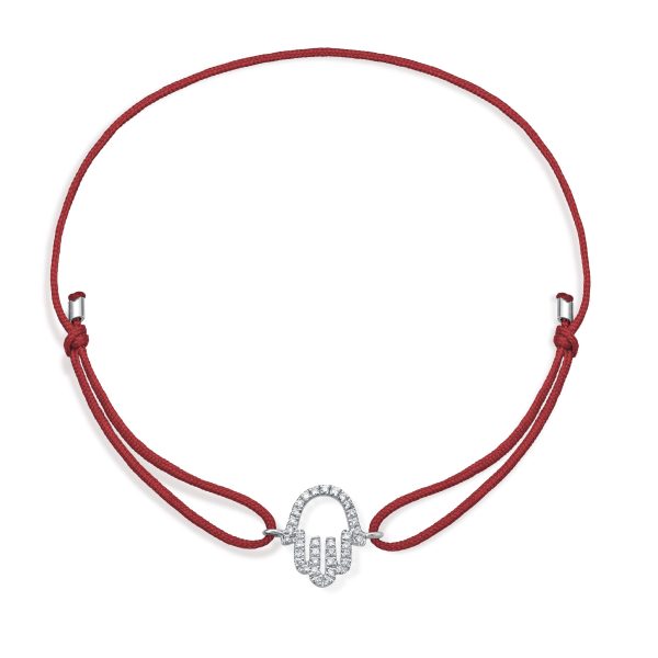 Diamond Hamsa Stoff Fußkette - Weißgold Angebot – Bild 5