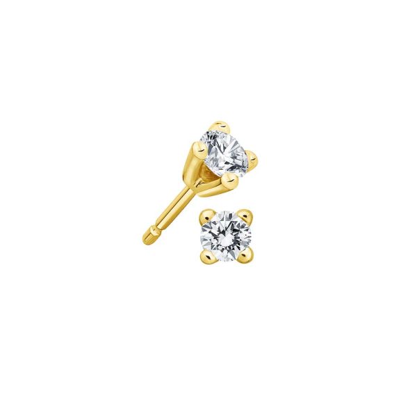 Diamant Ohrstecker Paar - 0,50 ct Klassische 4er Krappen Fassung - Gelbgold Online