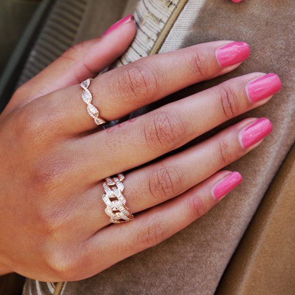 Big Diamond Baguette Ring - Roségold Im Angebot – Bild 5