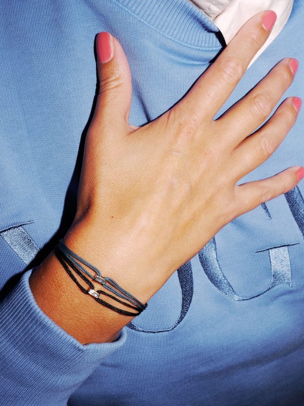 Diamond Baguette Stoff Armband - Gelbgold Zu verkaufen – Bild 3