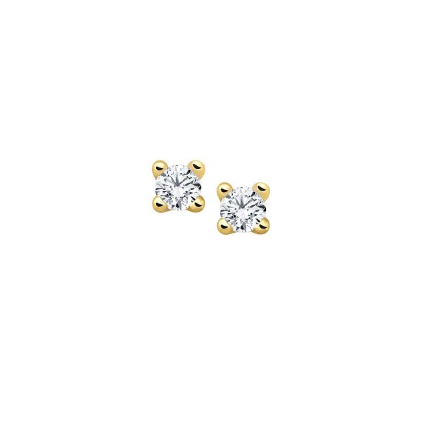 Diamant Ohrstecker Paar - 0,30 ct Klassische 4er Krappen Fassung - Gelbgold Verkauf – Bild 3