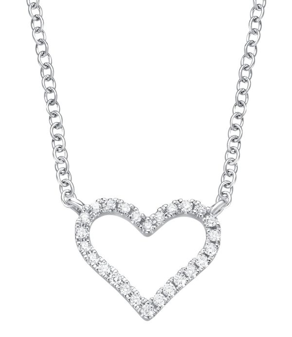Diamond Herz Halskette - Weißgold Schn?ppchen
