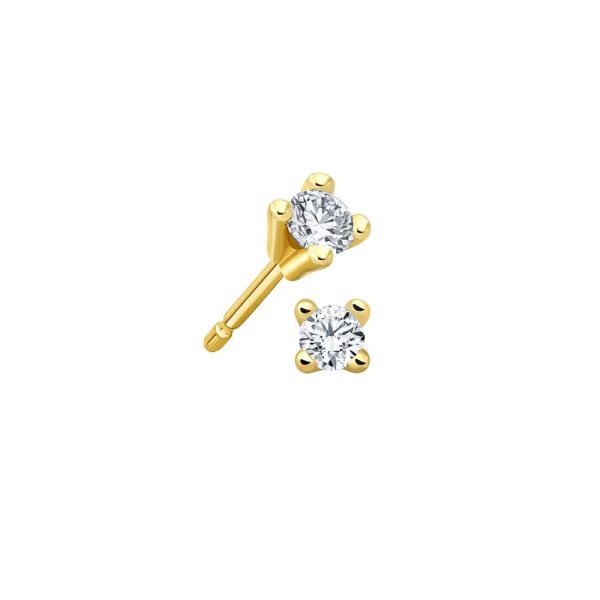 Diamant Ohrstecker Paar - 0,30 ct Klassische 4er Krappen Fassung - Gelbgold Verkauf