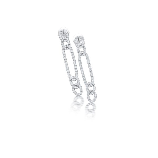 Diamond Extended Curb Chain Ohrstecker - Weissgold Im Angebot