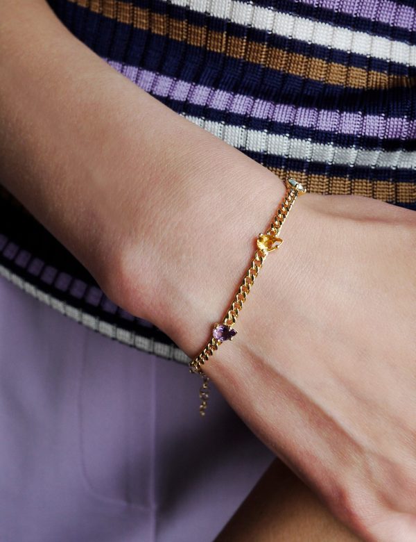 Rainbow Tropfen Curb Chain Armband - Gelbgold Online-Schn?ppchen – Bild 2