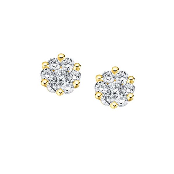 Diamant Blüten Ohrstecker - 1,00 ct - Gelbgold Angebot – Bild 3