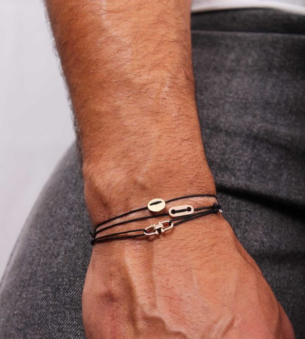 Mini-Plate Stoff Armband - for Him - Gelbgold Angebot – Bild 2