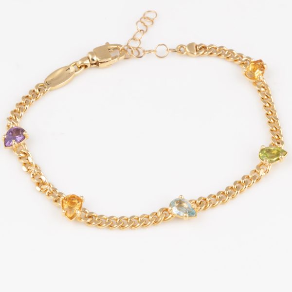 Rainbow Tropfen Curb Chain Armband - Gelbgold Online-Schn?ppchen – Bild 5