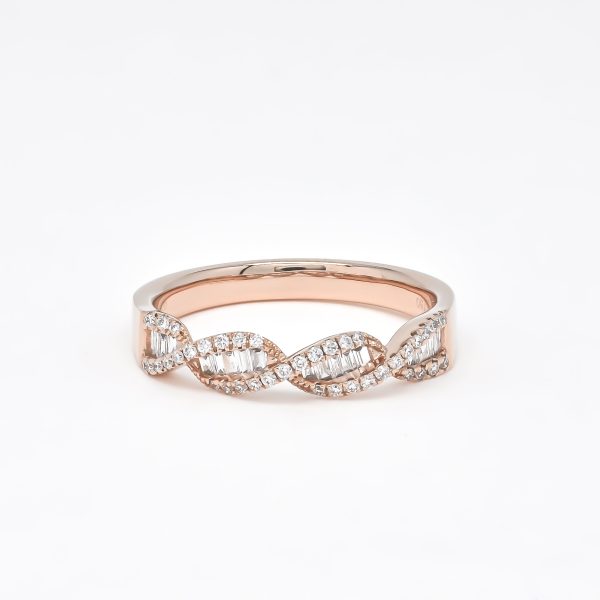 Twisted Diamond Baguette Ring - Roségold Online