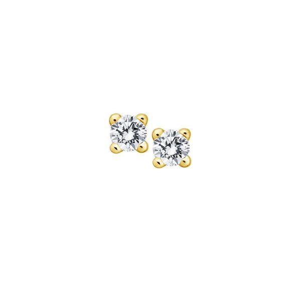 Diamant Ohrstecker Paar - 0,50 ct Klassische 4er Krappen Fassung - Gelbgold Online – Bild 3