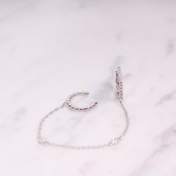 Diamond Hoop Chain Ohrring - Weißgold Online – Bild 5