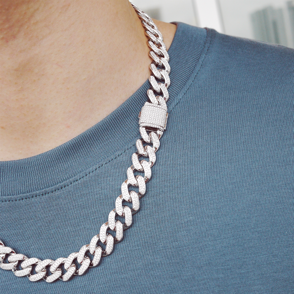 Iced Out Diamond Curb Chain Halskette - Roségold Online-Verkauf – Bild 4