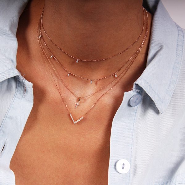 Diamond Single-Drop Halskette - Roségold Mode – Bild 2