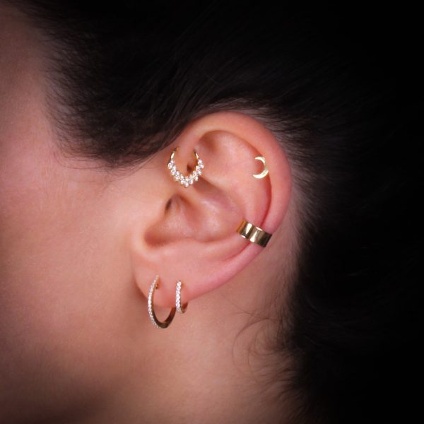 Diamond Multi-Drop Clicker Piercing - Gelbgold Mode – Bild 2