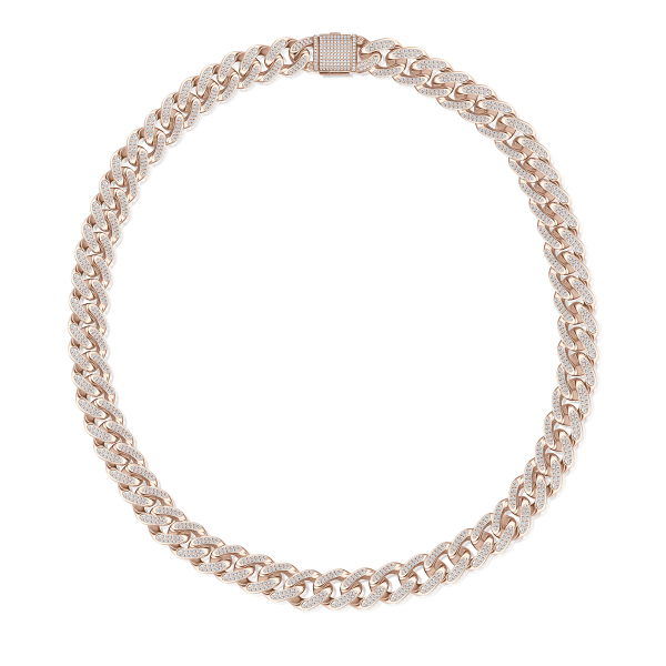 Iced Out Diamond Curb Chain Halskette - Roségold Online-Verkauf