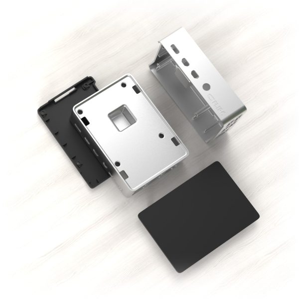 Raspberry Pi 4 Gehäuse Aluminium silber schwarz m. eingebauten Kühlkörper Verkauf – Bild 2