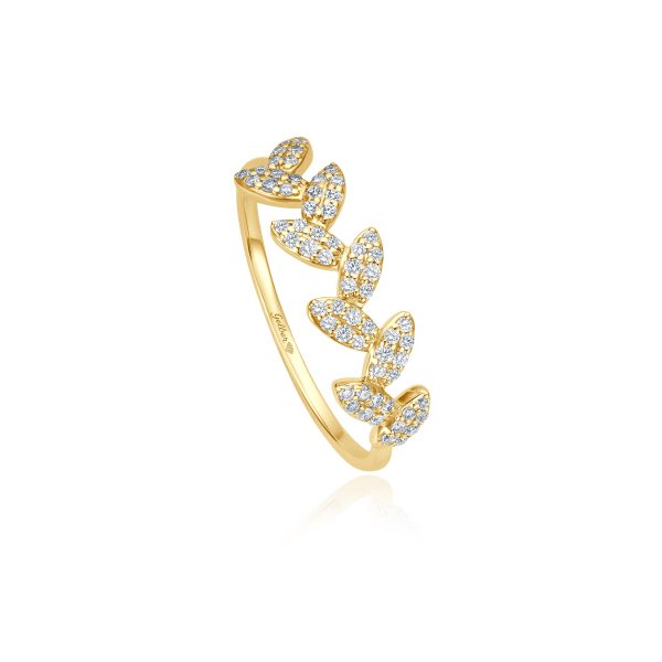 Diamond Leaf Ring - Gelbgold Online