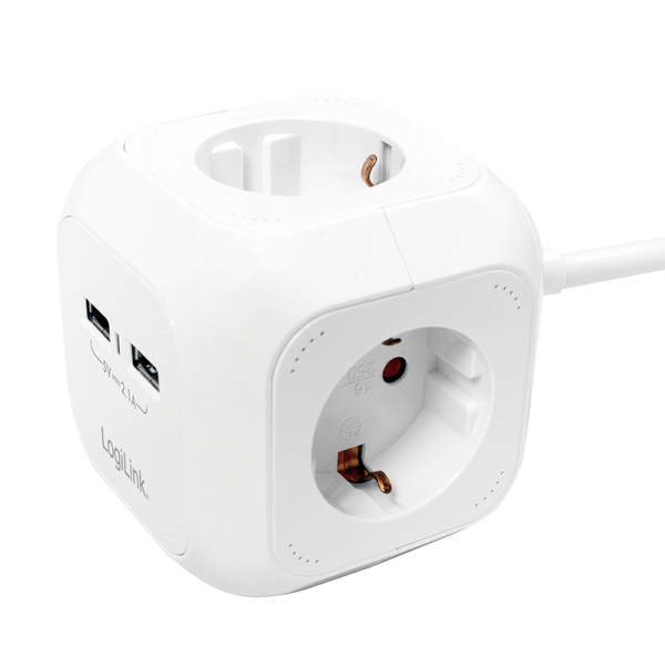 Steckdosenl. 4-fach & 2xUSB Würfel 1,4m Angebot