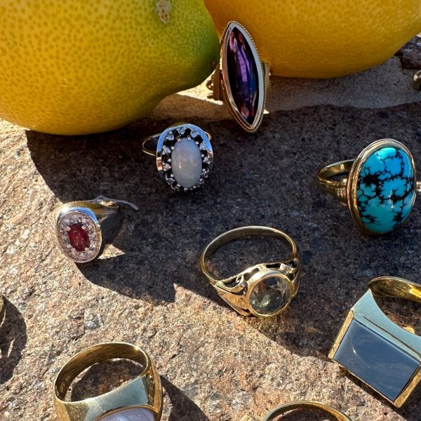 Vintage Opal Ring mit Brillanten - Weißgold Online – Bild 2