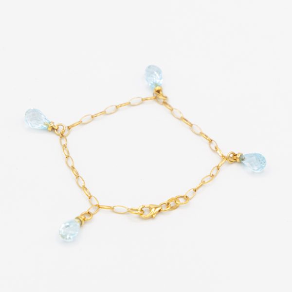 Vintage Blautopas Armband - Gelbgold Im Angebot – Bild 2
