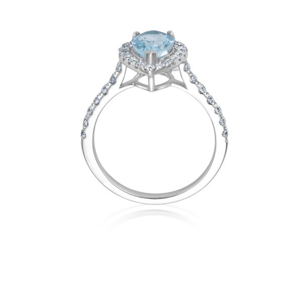 Aquamarin Drop Diamond Ring - Weißgold Schn?ppchen – Bild 3