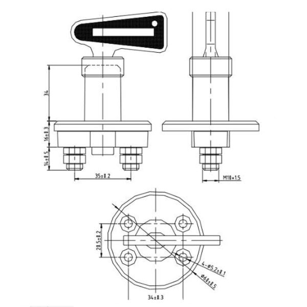 Batterietrennschalter 48V 300A M8 M10 Verkauf – Bild 5