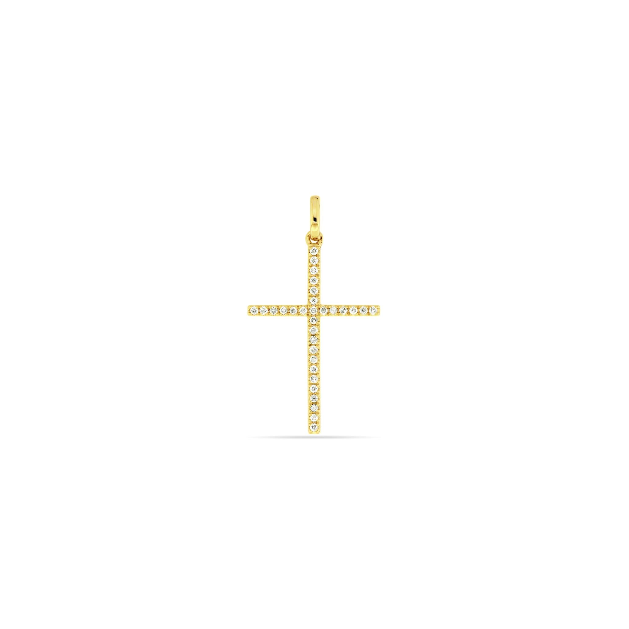 Diamond Kreuz Anhänger – 20 mm – Gelbgold Im Angebot