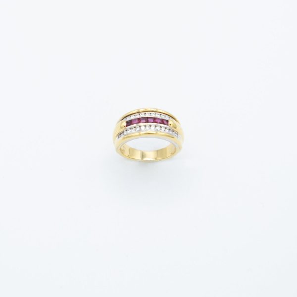 Vintage Brillant Ring mit Rubinen - Gelbgold Online-Schn?ppchen – Bild 2