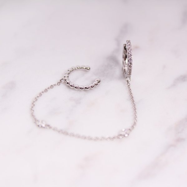 Diamond Hoop Chain Ohrring - Weißgold Online