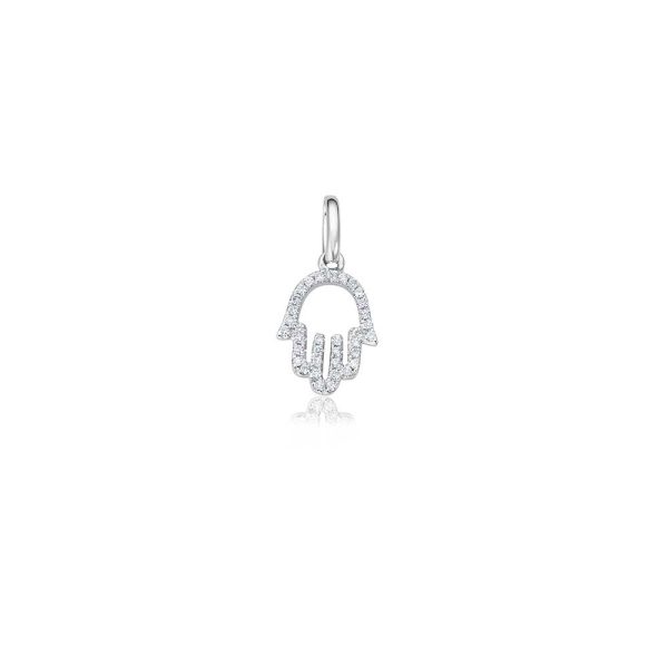 Diamond Hamsa Anhänger - Weißgold Mode