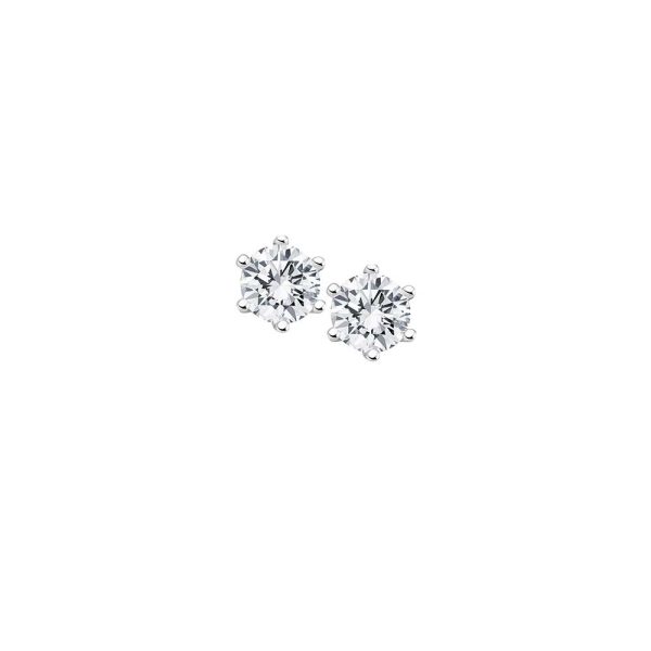 Diamant Ohrstecker Paar - 0,50 ct Klassische 6er Krappen Fassung - Weißgold Online-Verkauf – Bild 3