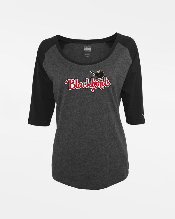 Diamond Pride Ladies 3 4 Contrast Raglan T-Shirt  Wolfsburg Blackbirds , Bird, heather dunkelgrau-schwarz Online-Verkauf